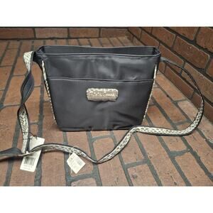 FALCHI SPORT black nylon travel bag with leather trim